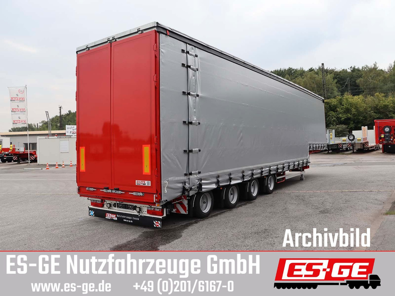 Dieplader oplegger ES-GE 4-Achs-Satteltieflader mit Curtainsider-Aufbau