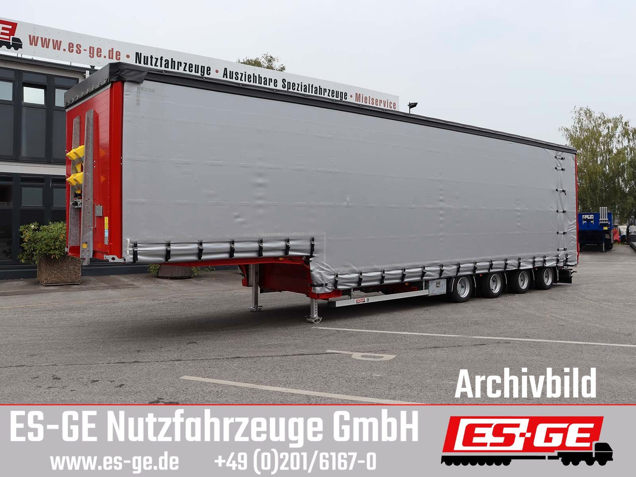 Dieplader oplegger ES-GE 4-Achs-Satteltieflader mit Curtainsider-Aufbau