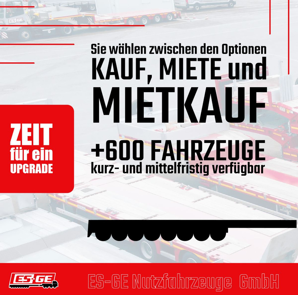 Dieplader oplegger ES-GE 4-Achs-Satteltieflader mit Curtainsider-Aufbau