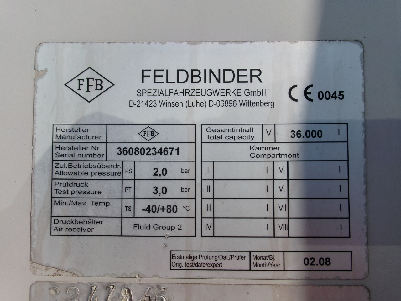 Tankoplegger voor het vervoer van meel Feldbinder Powder tank alu 36 m3 / 1 comp: afbeelding 19