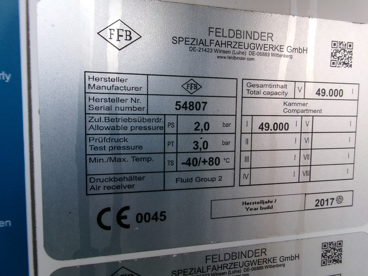 Tankoplegger voor het vervoer van meel Feldbinder Powder tank alu alu 49 m3 / 1 comp: afbeelding 29