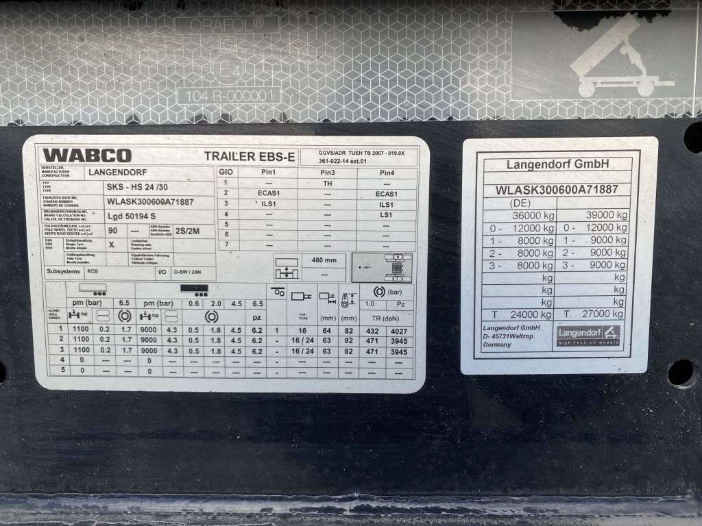 Kipper oplegger Langendorf SKS-HS 24/30 / Stahl-Halbschalenmulde