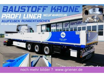 Open bak met boorden oplegger Krone PROFI LINER BAUSTOFF ALUFELGEN RUNGENTASCHEN !!!