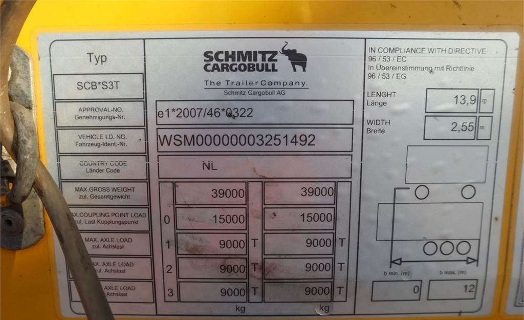 Schuifzeiloplegger Schmitz CARGOBULL SCB53T CoC Documents, TuV Loading Certif: afbeelding 6