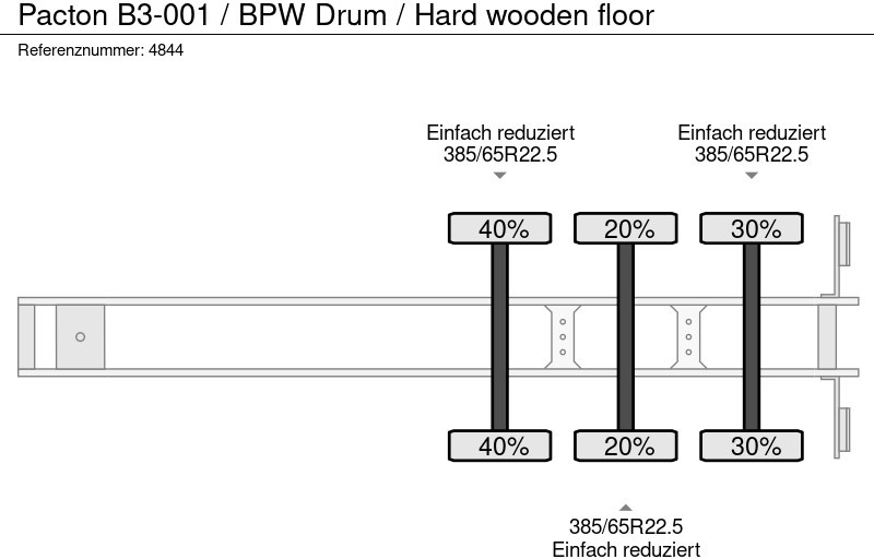 Schuifzeiloplegger Pacton B3-001 / BPW Drum / Hard wooden floor