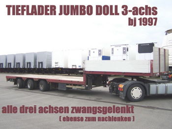 Doll TIEFLADER JUMBO 3achs ZWANGSGELENKT schwanenhals - Vlakke/ Open oplegger