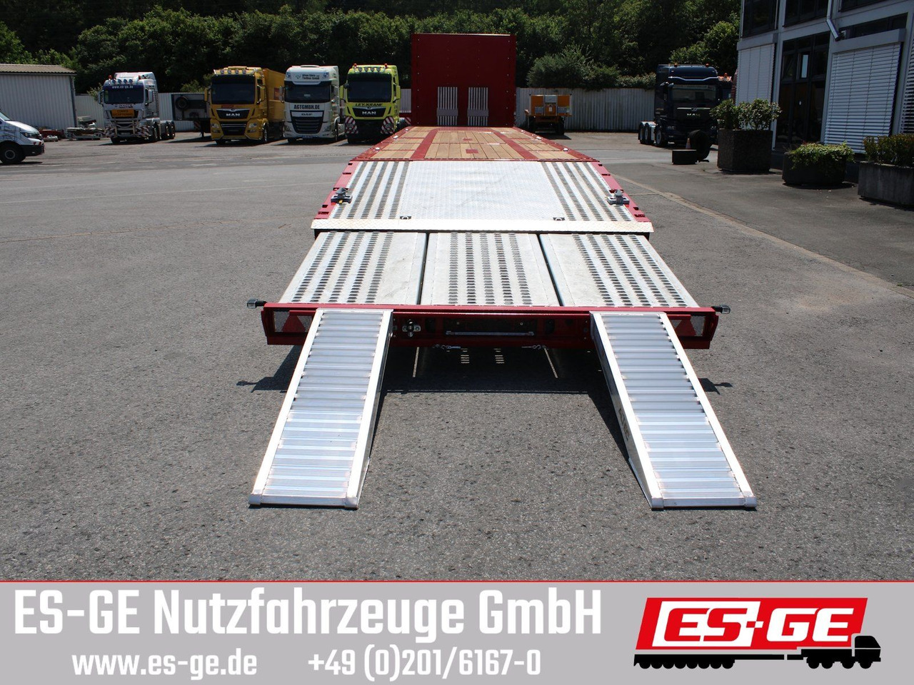 Vlakke/ Open oplegger ES-GE 3-Achs Megatrailer, hydr. Heckabsenkung