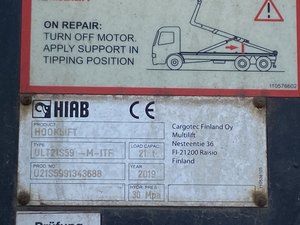 Haakarmsysteem vrachtwagen DAF XF 450 FAN / HIAB Multilift