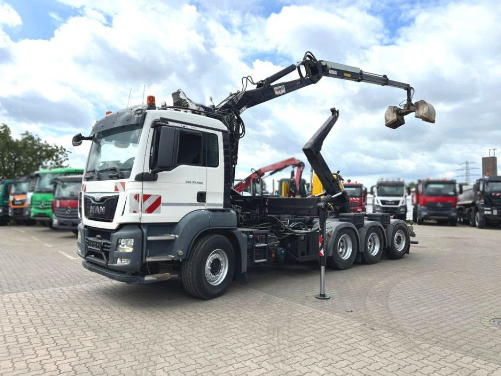 Haakarmsysteem vrachtwagen MAN TG-S 35.480 8x4 BL Abrollkipper mit Kran Penz-15