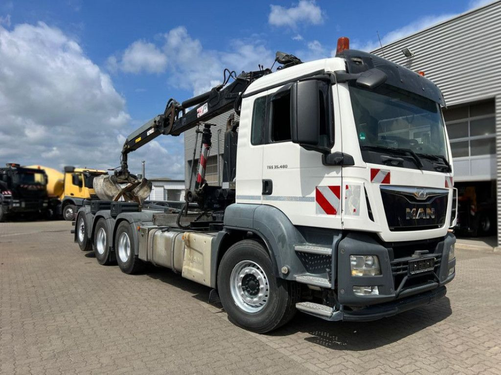 Haakarmsysteem vrachtwagen MAN TG-S 35.480 8x4 BL Abrollkipper mit Kran Penz-15