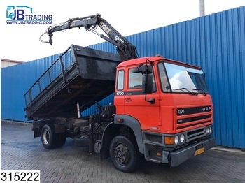 Kipper vrachtwagen DAF 1700 Turbo, Hiab Crane, Steel suspension, Manual