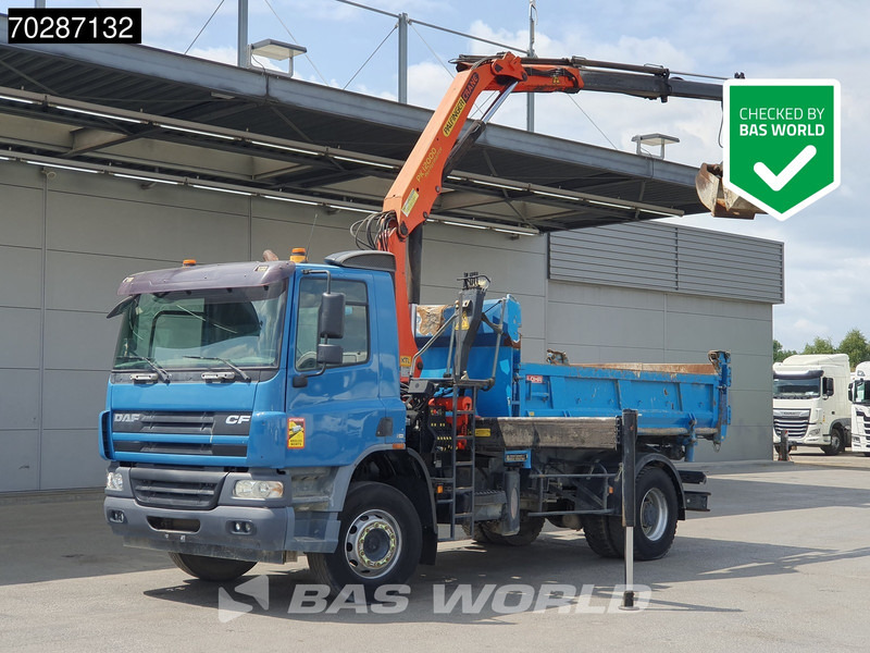 Kipper vrachtwagen DAF CF75.310 4X2 Palfinger PK12000 Kran Crane 7m3 tipper Big-Axle Steelsuspension Euro 3