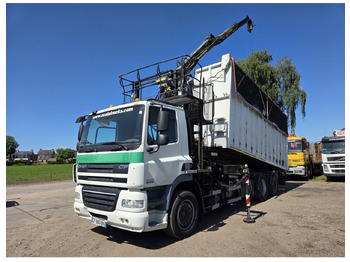 Kipper vrachtwagen  DAF CF85.410 6x2 steering axle lenk Tipper Crane HIAB J1320Z