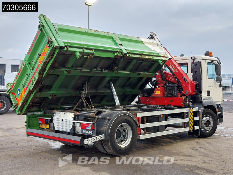 Kipper vrachtwagen MAN TGM 18.290 4X2 HMF1035-K2 Crane Kran 6m3 3-side tipper Automatic Euro 5