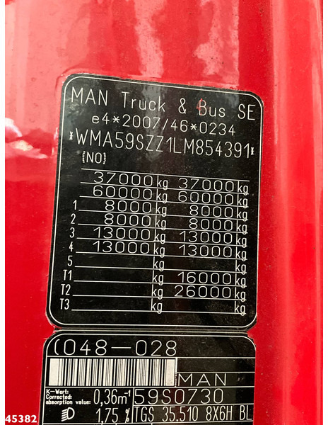 Kipper vrachtwagen MAN TGS 35.510 8X6H 15m³ kipper