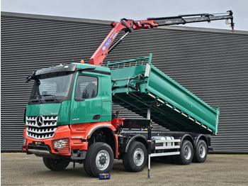 Kipper vrachtwagen Mercedes-Benz AROCS 4145 / 8X6 / TIPPER + HMF CRANE