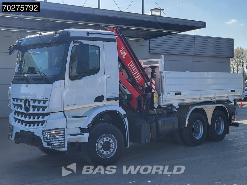 Kipper vrachtwagen Mercedes-Benz Arocs 3348 6X4 Fasi F195A.2.24 Kran 3 sided tipper 9m3 Big-Axle Navi Euro 6