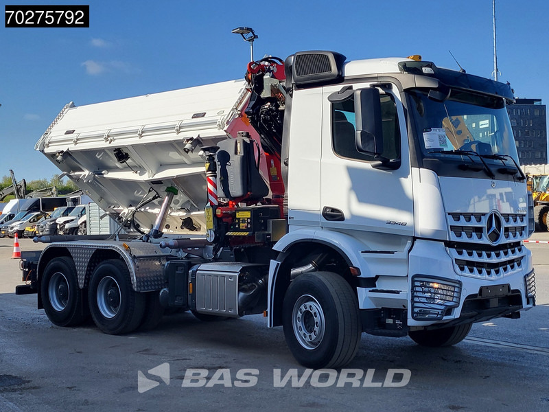 Kipper vrachtwagen Mercedes-Benz Arocs 3348 6X4 Fasi F195A.2.24 Kran 3 sided tipper 9m3 Big-Axle Navi Euro 6
