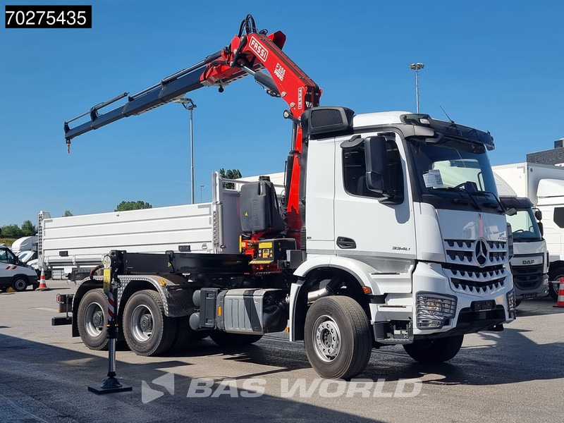 Kipper vrachtwagen Mercedes-Benz Arocs 3348 6X4 Fassi F255A2.24 Kran Crane 9m3 3-Sided Tipper Big-Axle Euro 6