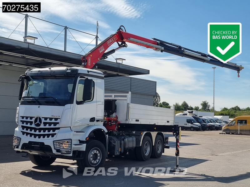 Kipper vrachtwagen Mercedes-Benz Arocs 3348 6X4 Fassi F255A2.24 Kran Crane 9m3 3-Sided Tipper Big-Axle Euro 6