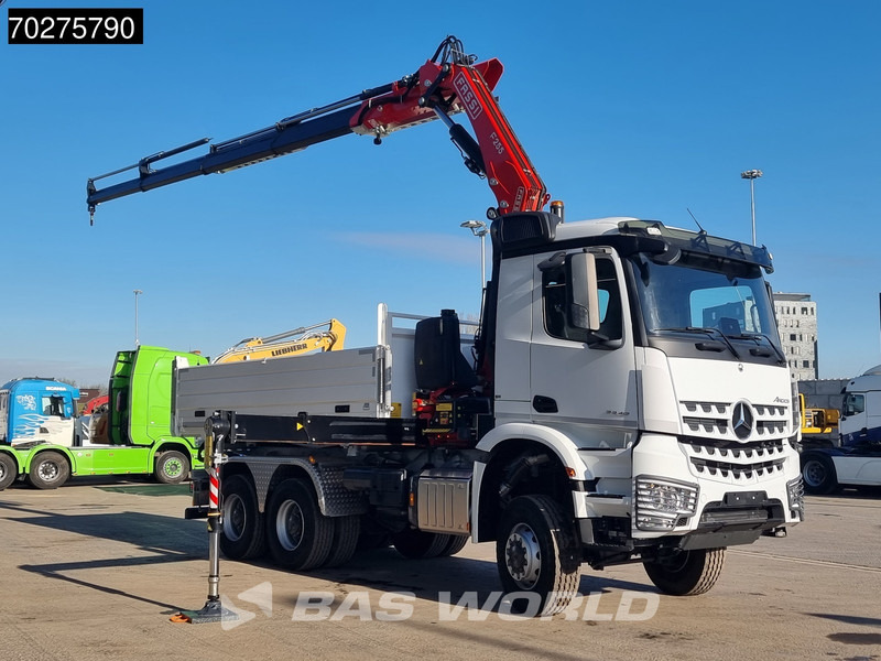 Kipper vrachtwagen Mercedes-Benz Arocs 3348 6X6 Full Steel Retarder Fassi 25T/M Crane Kran Euro 6