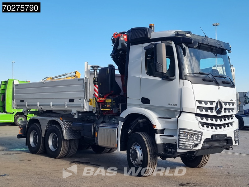 Kipper vrachtwagen Mercedes-Benz Arocs 3348 6X6 Full Steel Retarder Fassi 25T/M Crane Kran Euro 6