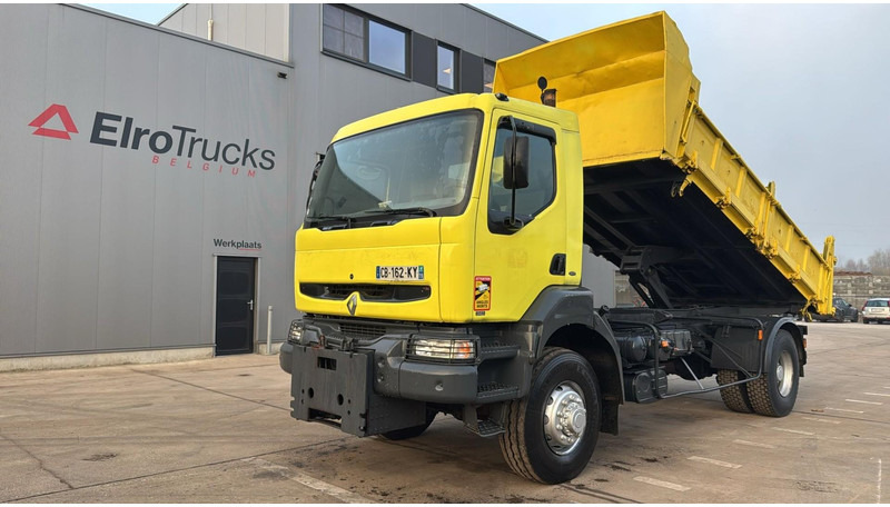 Kipper vrachtwagen Renault KERAX 340 (4X4 / CAMION FRANCAIS / PARFAIT ETAT / LAMES / BOITE ET POMPE MANUELLE / FRENCH TRUCK)