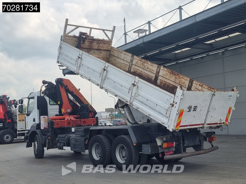 Kipper vrachtwagen Renault Kerax 370 6X4 Palfinger PK16502 Kran Crane Big-Axle Steel suspension Euro 4