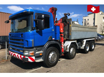 Kipper vrachtwagen Scania P124 8x4 Kran FASSI 190