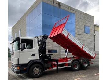 Kipper vrachtwagen Scania R114 GB 6X2 VOLQUETE + GRUA