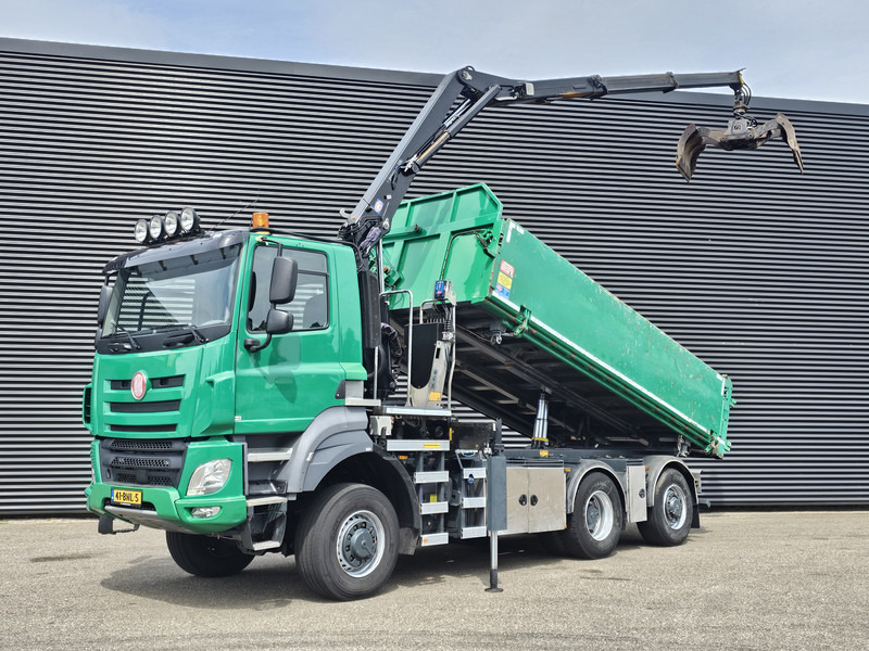 Kipper vrachtwagen Tatra 6X6 / T158/II / 2 SIDE TIPPER - HMF Z CRANE