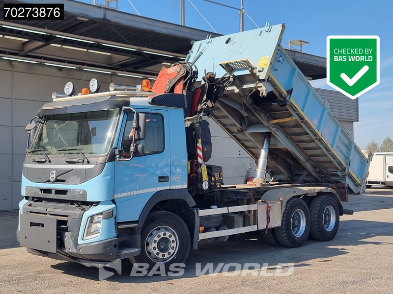 Kipper vrachtwagen Volvo FMX 420 6X4 Fassi F155A.2.22 Crane 9m3 Big-Axle Automatic Euro 5