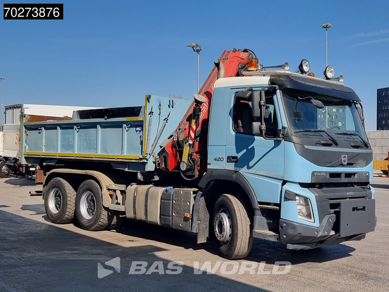 Kipper vrachtwagen Volvo FMX 420 6X4 Fassi F155A.2.22 Crane 9m3 Big-Axle Automatic Euro 5