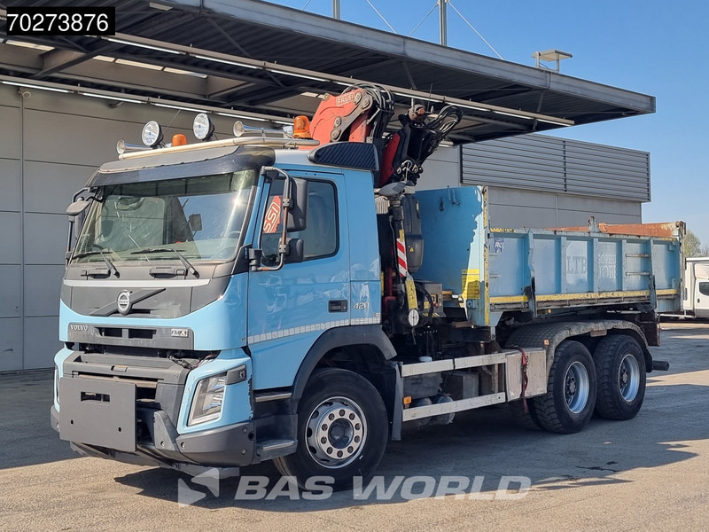 Kipper vrachtwagen Volvo FMX 420 6X4 Fassi F155A.2.22 Crane 9m3 Big-Axle Automatic Euro 5