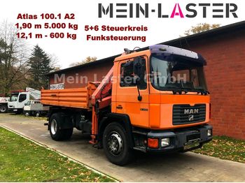 Kipper vrachtwagen MAN 18.232 3 S-Kipper Kran Atlas 100 12m-600 kg  FB: afbeelding 1