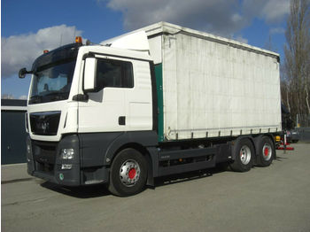 Schuifzeilen vrachtwagen MAN 26440L TGX / Glastaransport / KRAN HMF2120: afbeelding 1