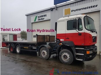 Vrachtwagen met open laadbak MAN 41.410 8x4 Kran vor. Rechtslen. Right Hand Drive: afbeelding 1