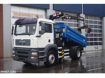 Kipper vrachtwagen MAN TGA 18.310 BB HMF 10 ton/meter laadkraan: afbeelding 1