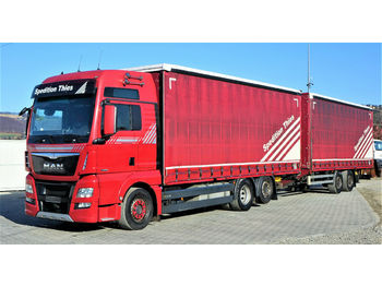 Schuifzeilen vrachtwagen MAN TGX 26.440 PLTFORM+ PLANE 7,70m+Anhänger EURO 6: afbeelding 1