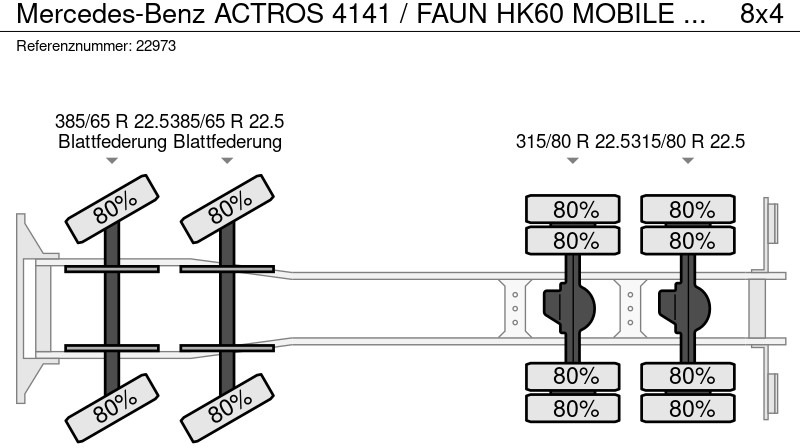 Kraanwagen Mercedes-Benz ACTROS 4141 / FAUN HK60 MOBILE CRANE WITH JIB: afbeelding 12