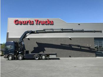 Platte vrachtwagen Scania 124 470 8x2 kran/kraan/crane/grua