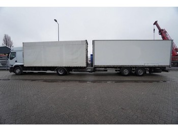 Schuifzeilen vrachtwagen Renault PREMIUM 450 dxi Tautliner truck in combi with Closed box trailer: afbeelding 1