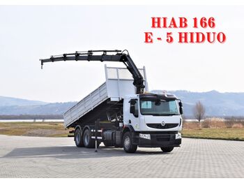 Kipper vrachtwagen, Kraanwagen Renault Premium 370 * HIAB 166 E-5 HIDUO/FUNK * TOP: afbeelding 1