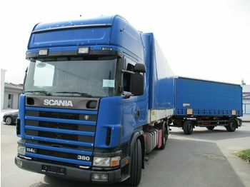 Schuifzeilen vrachtwagen Scania 114L380 6x2 EURO 2 BDF + Schmitz: afbeelding 1
