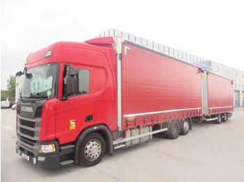 Schuifzeilen vrachtwagen Scania R410 6x2 tandem jumbo 7.7+7.7m: afbeelding 1