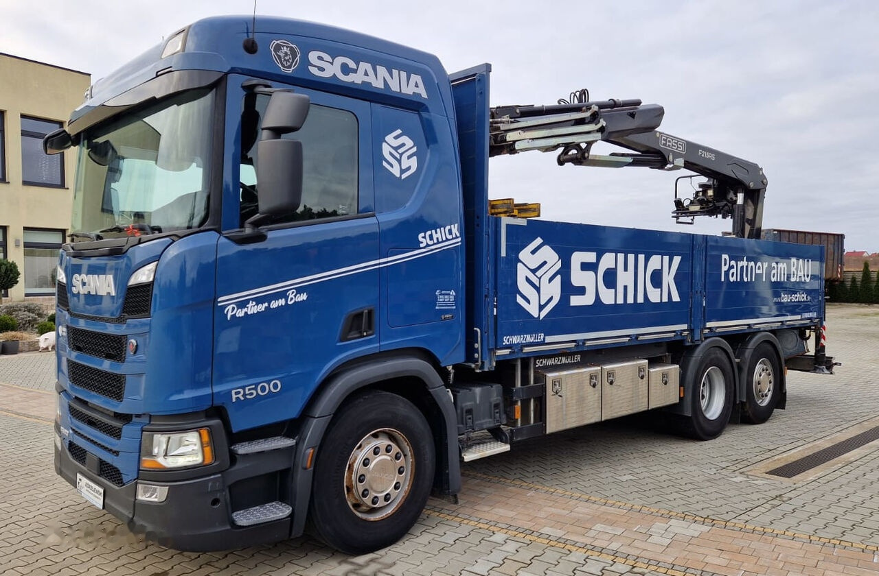 Vrachtwagen met open laadbak, Kraanwagen Scania R 500: afbeelding 3