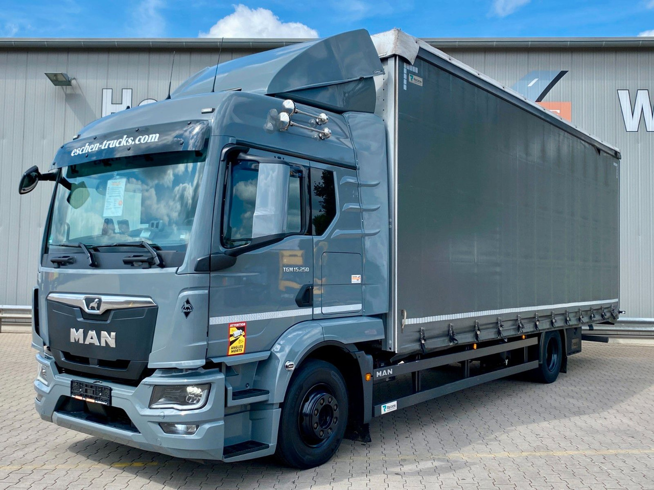 Schuifzeilen vrachtwagen MAN TGM 15.250 + Redos Anhänger GESAMTZUG|Durchlader