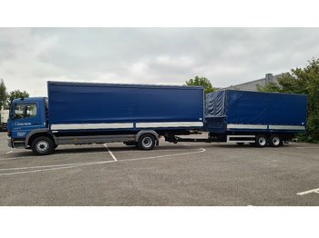 Schuifzeilen vrachtwagen MERCEDES-BENZ Atego 1323 BL Pritsche + 2-Achs 10 to Anhänger