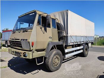 - Steyr 1291.320 P43M 4x4 Pritsche und Hebebühne - Schuifzeilen vrachtwagen