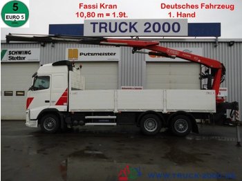 Vrachtwagen met open laadbak, Kraanwagen Volvo FH13-420 Fassi 22T/M 11m=2t.1.Hand Deutscher LKW: afbeelding 1